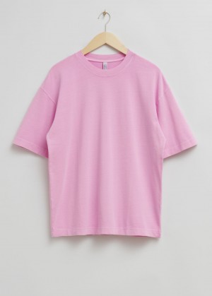 & Other Stories Oversized Cotone Jersey T-Shirt Rosa | NOS-SN114014