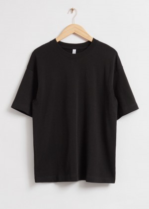 & Other Stories Oversized Cotone Jersey T-Shirt Nere | NOS-SN114030