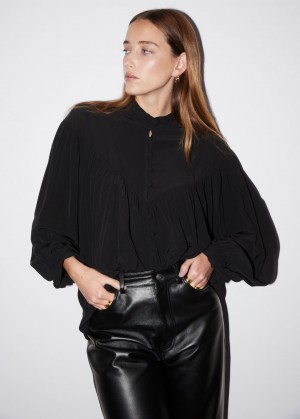 & Other Stories Oversized Frill Blouse Nere | NOS-SN113827