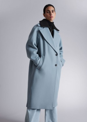 & Other Stories Oversized Lana Vergine Coat Blu | NOS-SN113769