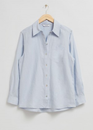 & Other Stories Oversized Patch Pocket Shirt Blu Chiaro | NOS-SN113823