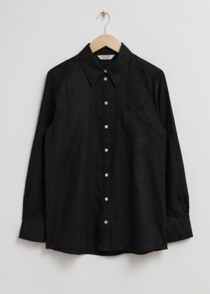 & Other Stories Oversized Patch Pocket Shirt Nere | NOS-SN113826