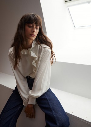 & Other Stories Oversized Silk Blouse Bianche | NOS-SN113915