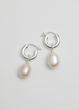 & Other Stories Pearl Charm Sterling Silver Earrings Argento | NOS-SN114671