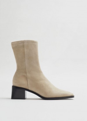 & Other Stories Pelle Sock Boots Beige | NOS-SN114431