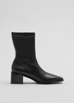 & Other Stories Pelle Sock Boots Nere | NOS-SN114441