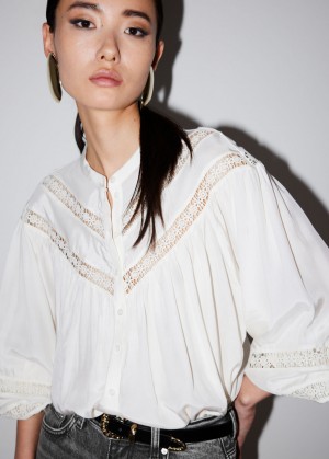 & Other Stories Pizzo-Trimmed Blouse Bianche | NOS-SN113908