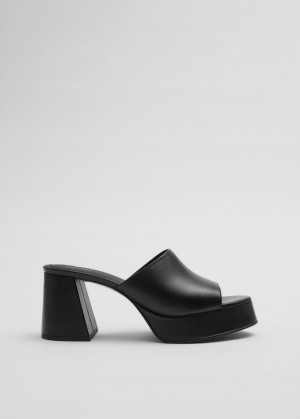 & Other Stories Platform Pelle Mules Nere | NOS-SN114485