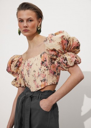 & Other Stories Puff-Sleeve Corset Top Arancioni | NOS-SN113802