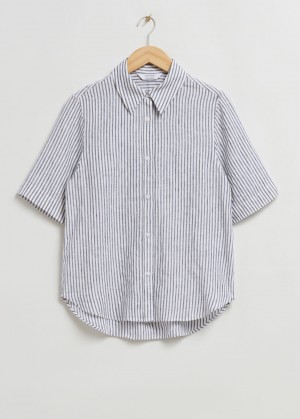 & Other Stories Regular-Fit A Strisce Shirt Blu Bianche | NOS-SN113815