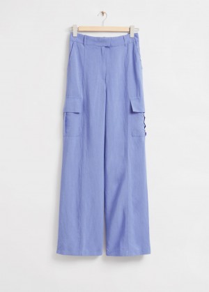 & Other Stories Relaxed Cargo Pocket Trousers Blu Chiaro | NOS-SN114301