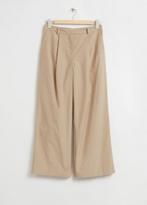 & Other Stories Relaxed Larghe Leg Trousers Beige | NOS-SN114258