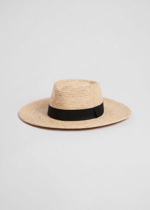 & Other Stories Ribbon Brim Straw Hat Beige | NOS-SN114637