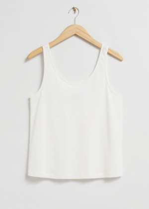 & Other Stories Scooped Neck Linen Top Bianche | NOS-SN114003