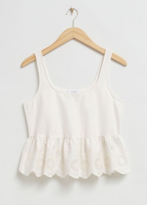 & Other Stories Senza Maniche Broderie Anglaise Top Bianche | NOS-SN114067