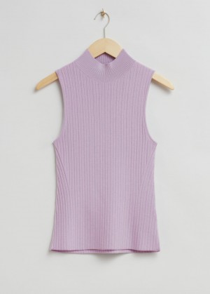 & Other Stories Senza Maniche Mock Neck Top Viola | NOS-SN113535