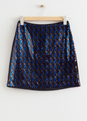 & Other Stories Sequin Mini Skirt Blu | NOS-SN114146