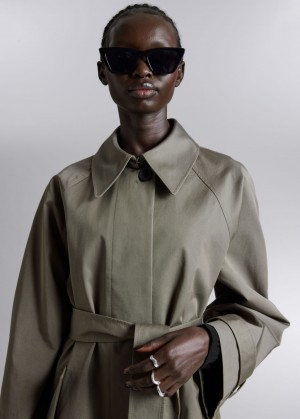 & Other Stories Single-Breasted Trench Coat Khaki | NOS-SN113784