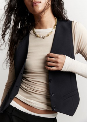 & Other Stories Single-Breasted Waistcoat Nere | NOS-SN114065