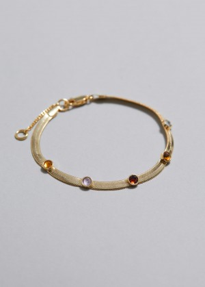 & Other Stories Stone Embellished Chain Bracelet Oro | NOS-SN114725