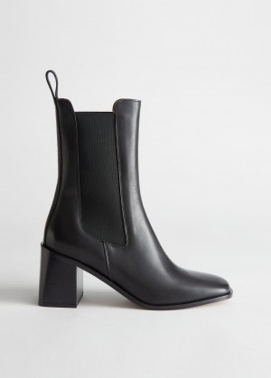 & Other Stories Tacco Pelle Chelsea Boots Nere | NOS-SN114437