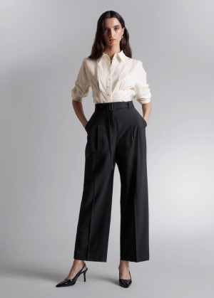 & Other Stories Tailored Belted Trousers Nere | NOS-SN114328