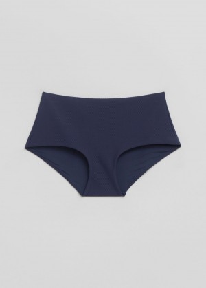 & Other Stories Textured High Vita Bikini Bottoms Blu Scuro | NOS-SN114748