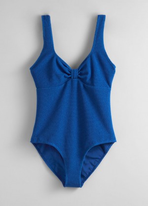 & Other Stories Textured Swimsuit Blu | NOS-SN114745