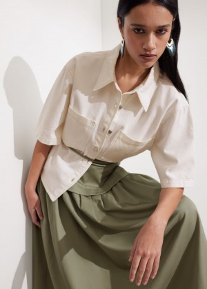 & Other Stories Tie-Vita Midi Skirt Khaki | NOS-SN114153