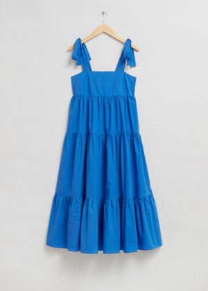 & Other Stories Tiered Babydoll Midi Vestito Blu Chiaro | NOS-SN113279