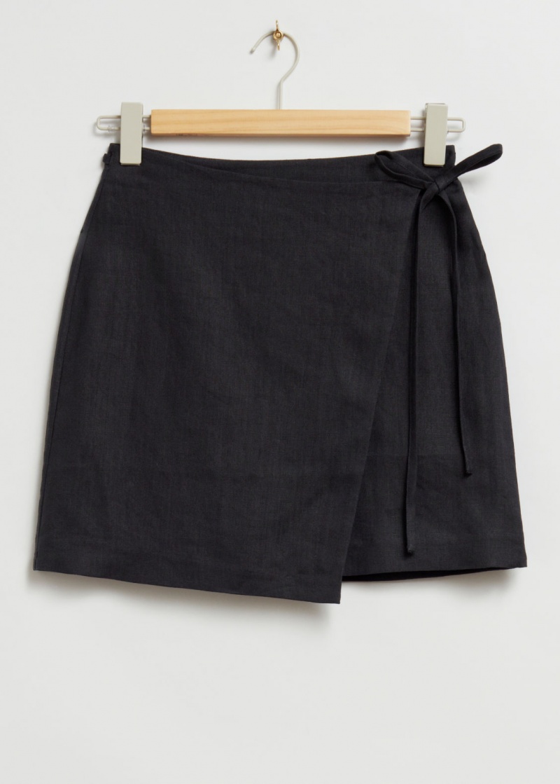 & Other Stories 90s Inspired Linen Wrap Skirt Nere | NOS-SN114168