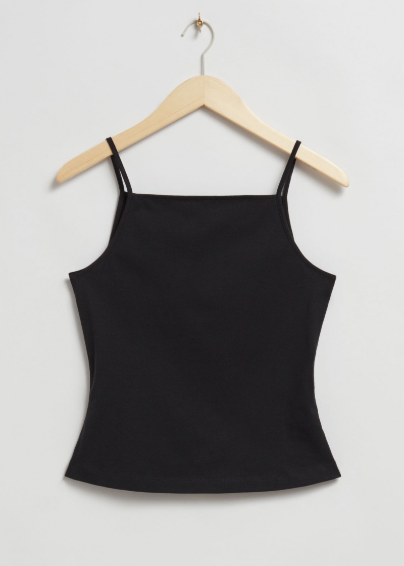 & Other Stories 90s Square Neck Tank Top Nere | NOS-SN113968