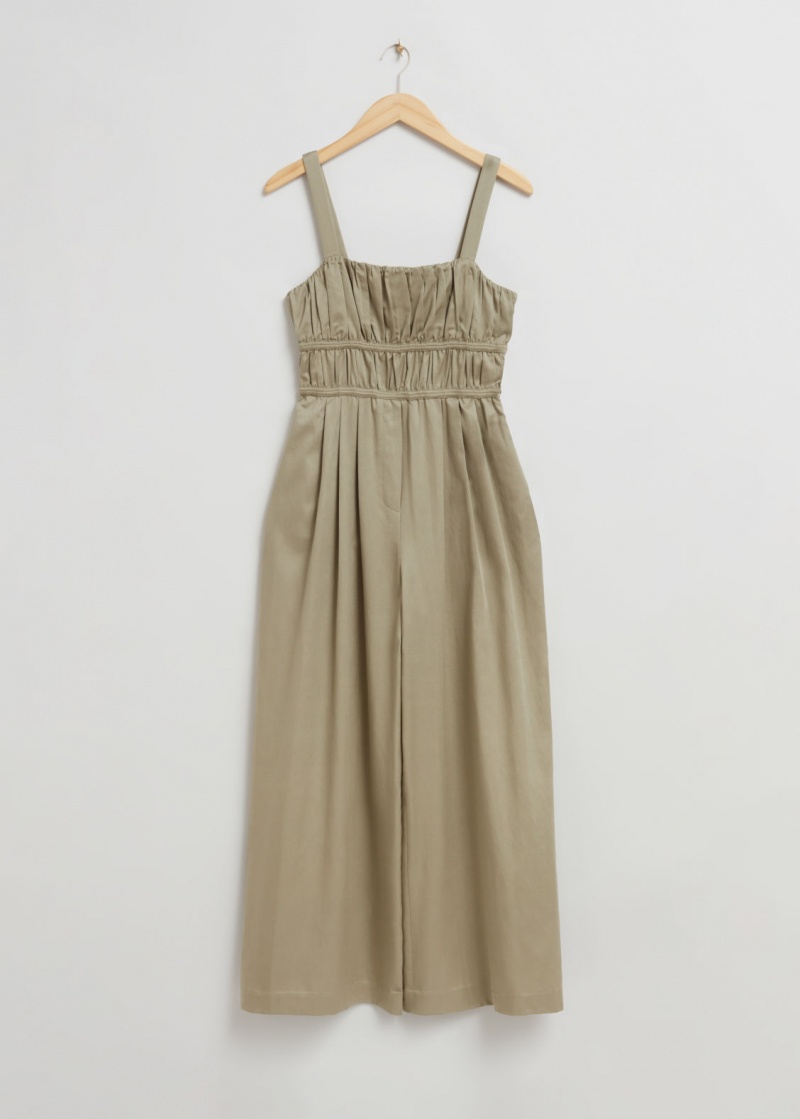 & Other Stories A Pieghe Detail Jumpsuit Verdi | NOS-SN114373