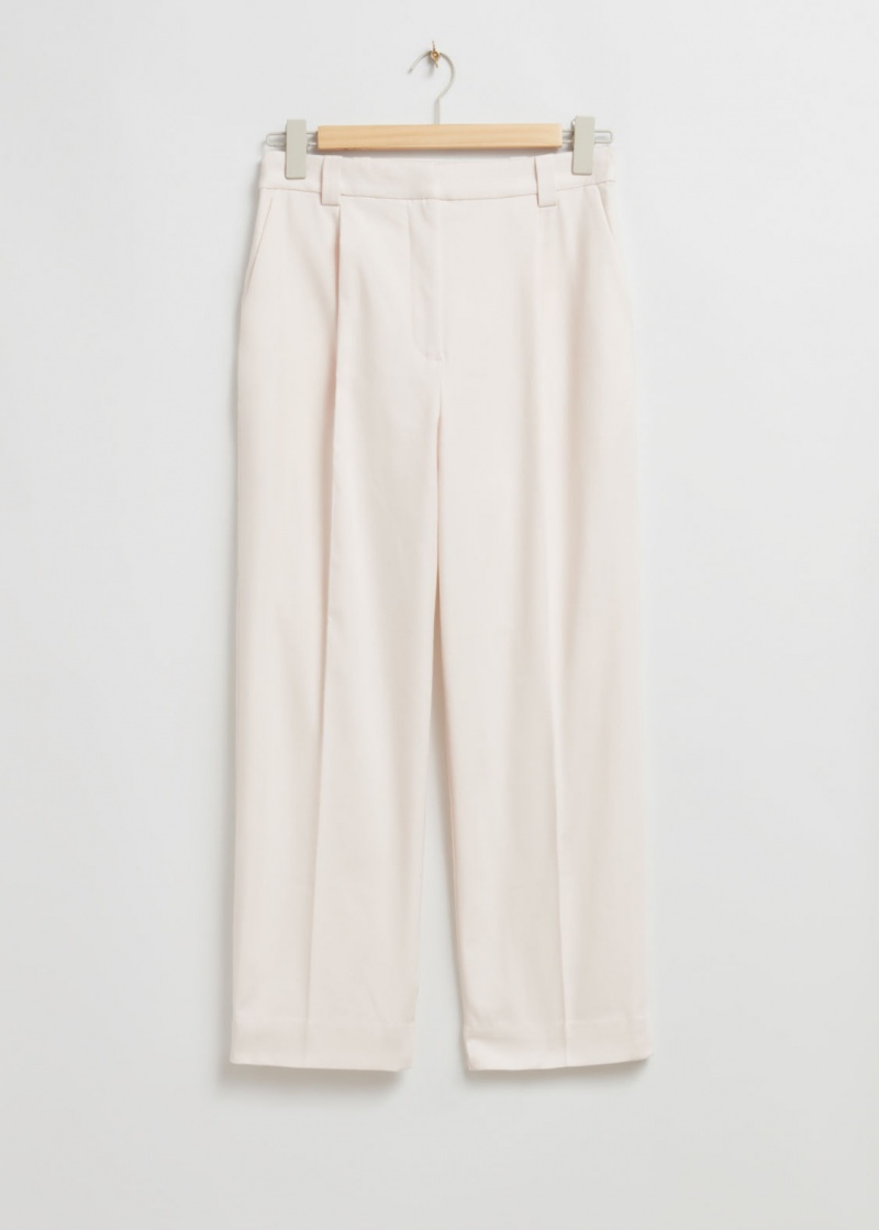 & Other Stories A Pieghe Dritto Leg Trousers Crema | NOS-SN114330