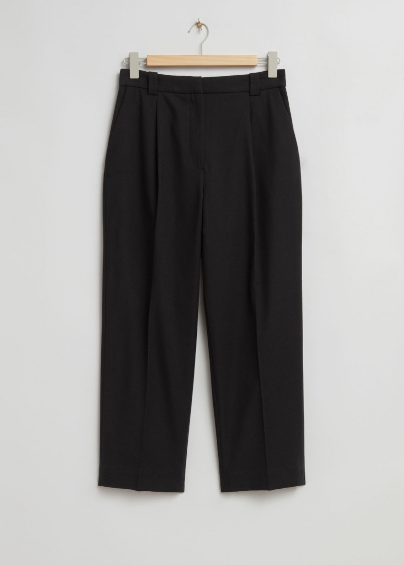 & Other Stories A Pieghe Dritto Leg Trousers Nere | NOS-SN114340