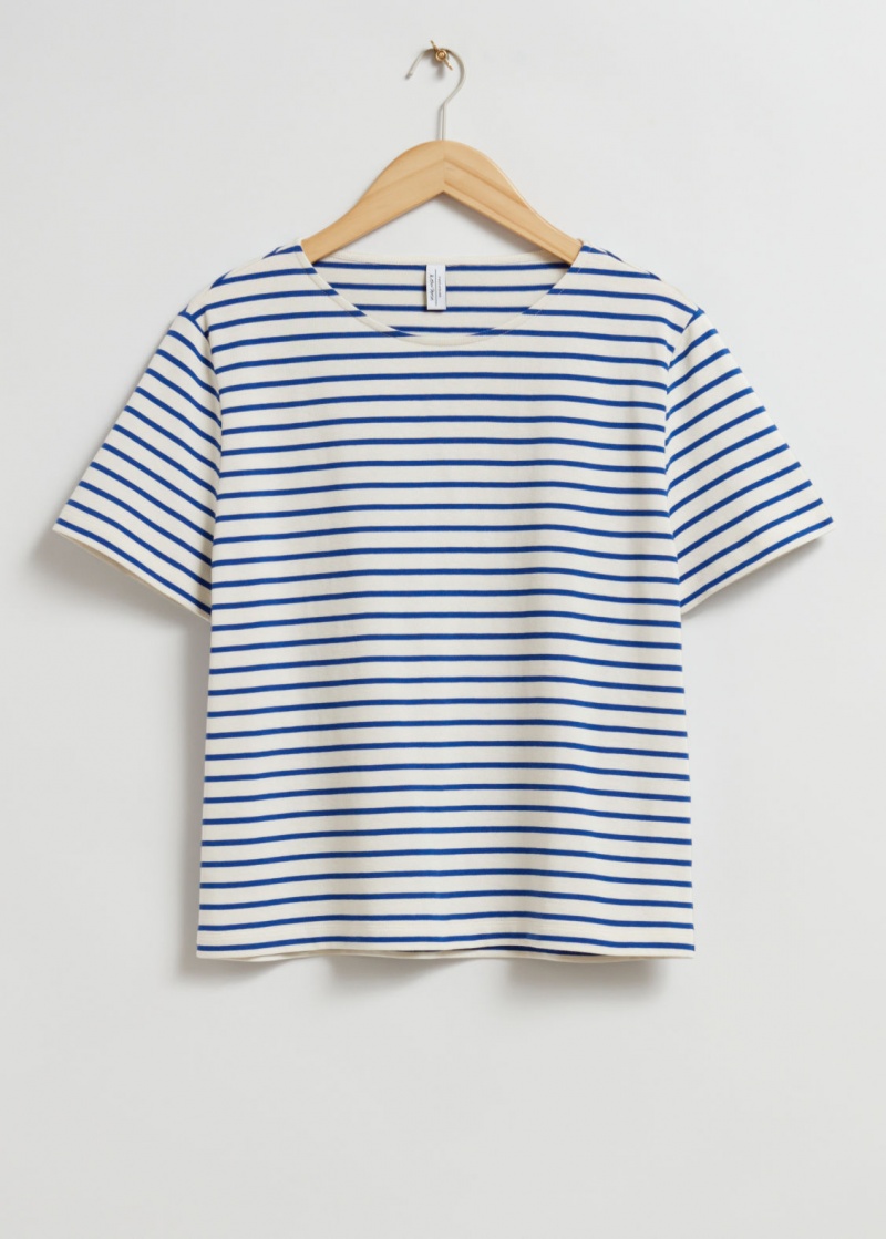 & Other Stories A Strisce T-Shirt Blu Marino Bianche Strisce | NOS-SN114063