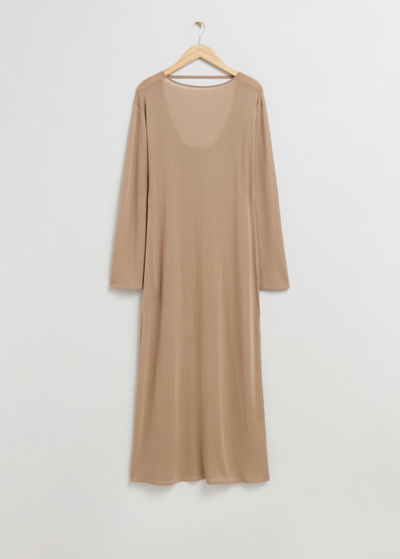 & Other Stories Barca Neck Maxi Vestito Beige | NOS-SN113560