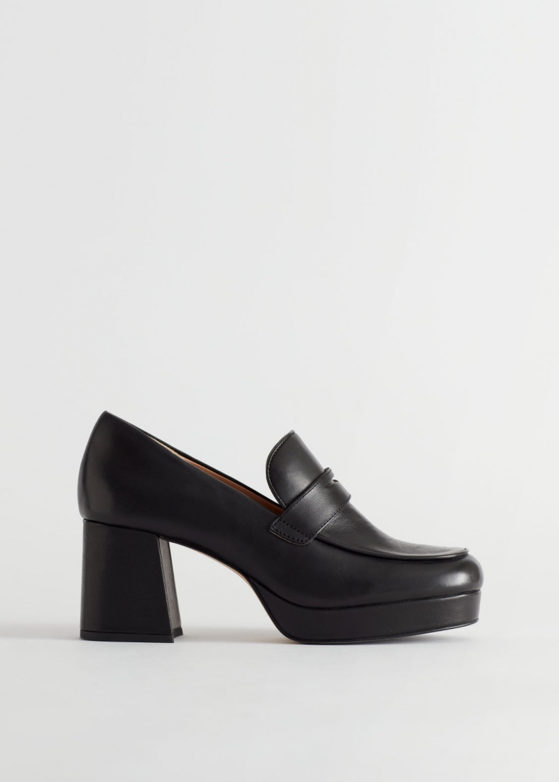 & Other Stories Block Heel Pelle Loafers Nere | NOS-SN114417