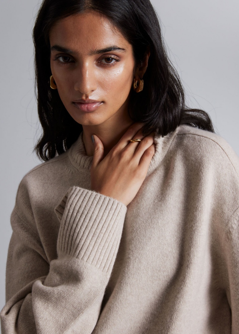 & Other Stories Boxy Cashmere-Blend Maglia Beige | NOS-SN113603