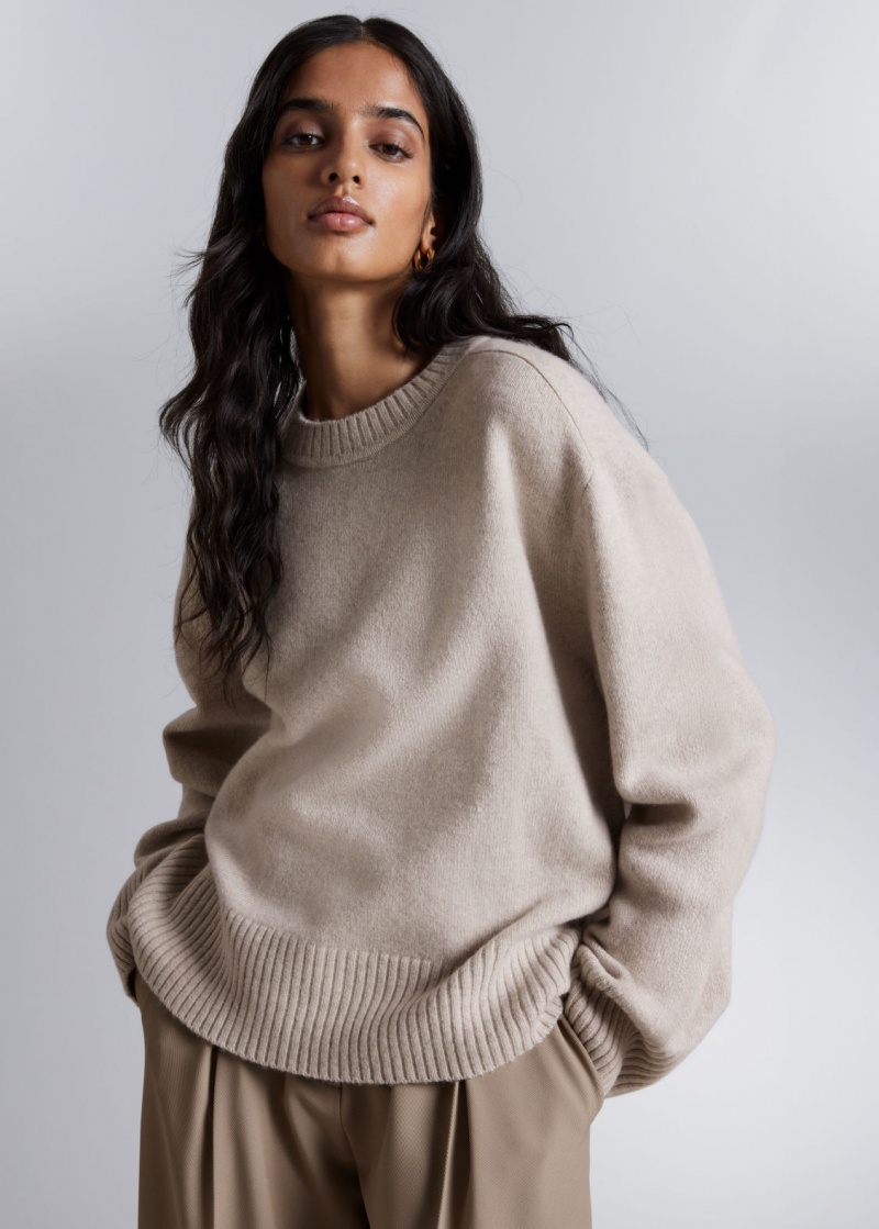 & Other Stories Boxy Cashmere-Blend Maglia Beige | NOS-SN113603