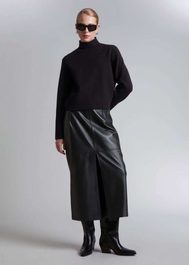 & Other Stories Boxy Turtleneck Knit Maglia Nere | NOS-SN113660