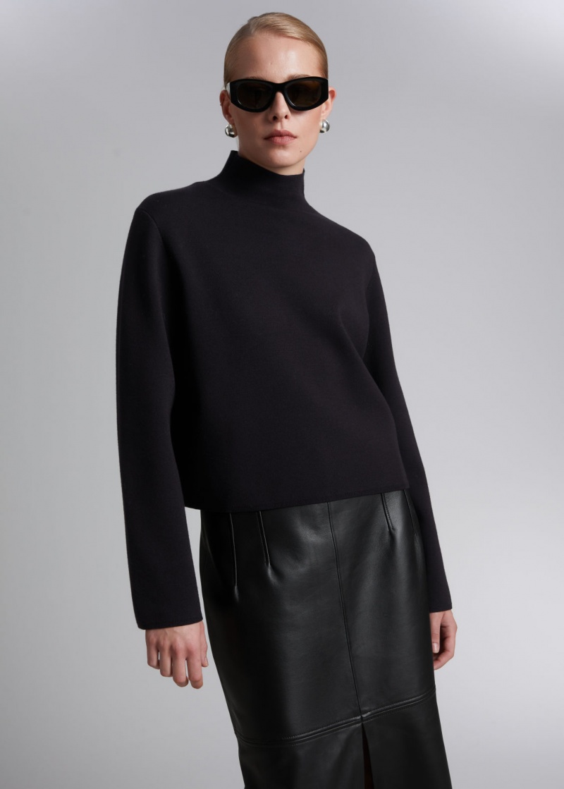 & Other Stories Boxy Turtleneck Knit Maglia Nere | NOS-SN113660