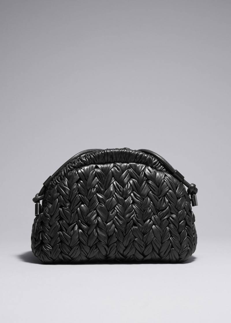 & Other Stories Braided Pelle Clutch Bag Nere | NOS-SN114543