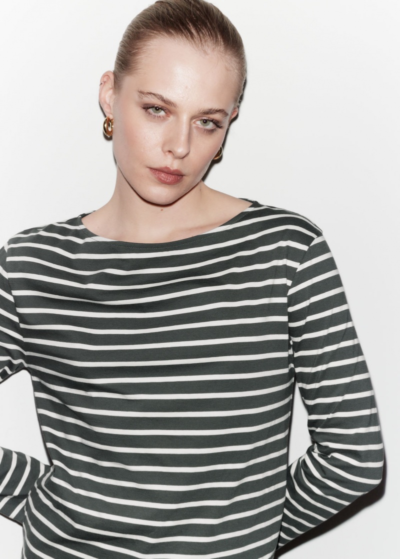 & Other Stories Breton Stripe Top Grigie Bianche | NOS-SN114060