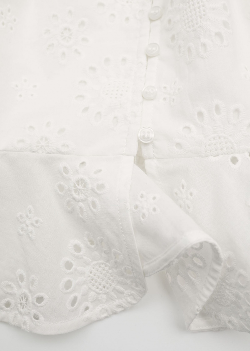 & Other Stories Broderie Anglaise Frilled Blouse Bianche | NOS-SN113891