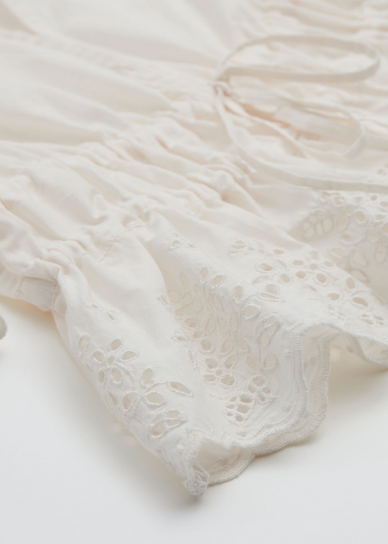 & Other Stories Broderie Anglaise Puff Sleeve Blouse Bianche | NOS-SN113889