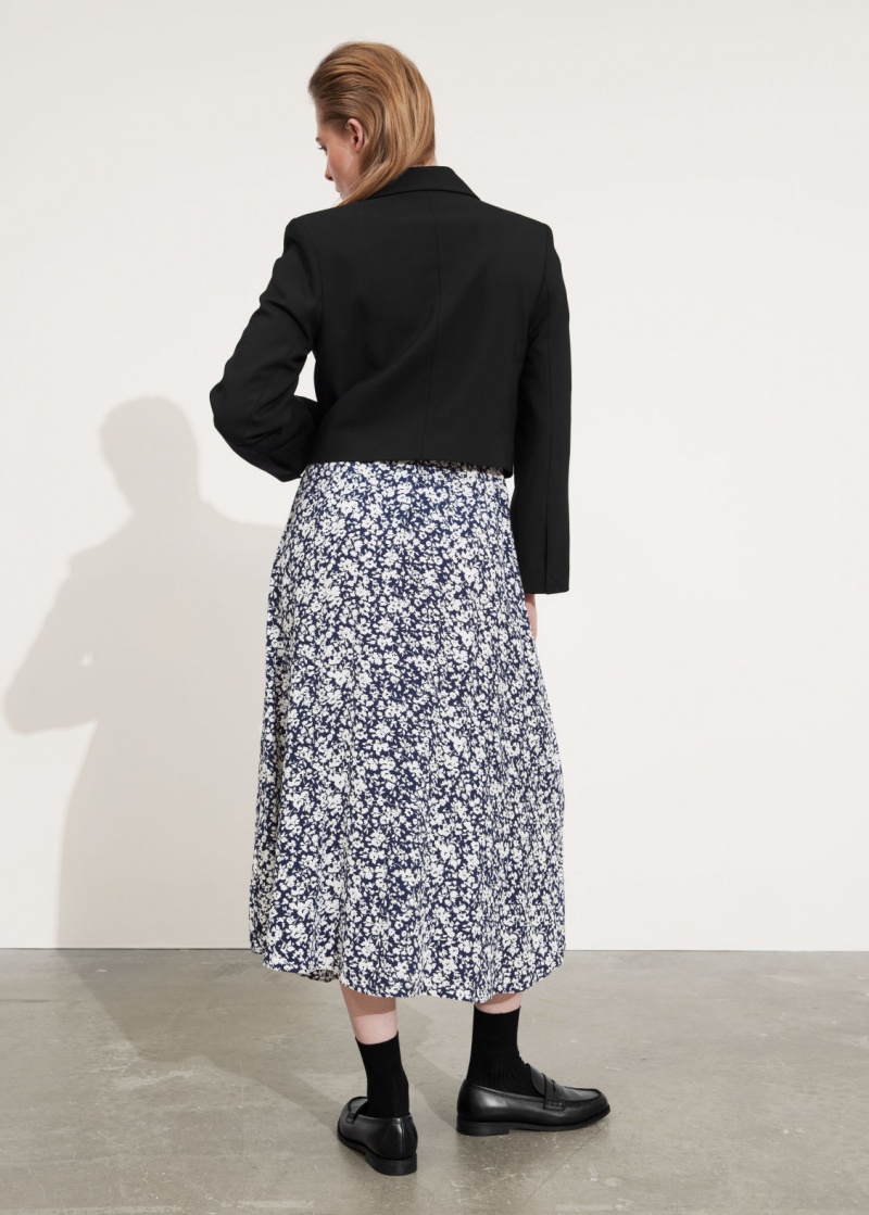 & Other Stories Buttoned A-Line Midi Skirt Blu Scuro Bianche | NOS-SN114167