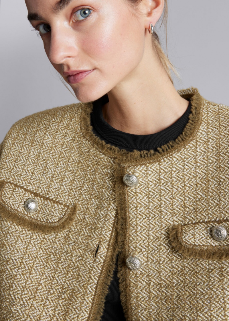 & Other Stories Buttoned Tweed Jacket Beige | NOS-SN113787