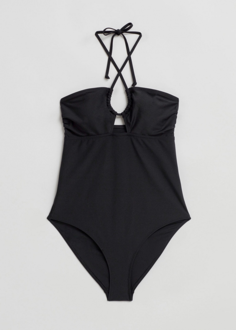 & Other Stories Cinturino Halterneck Swimsuit Nere | NOS-SN114730