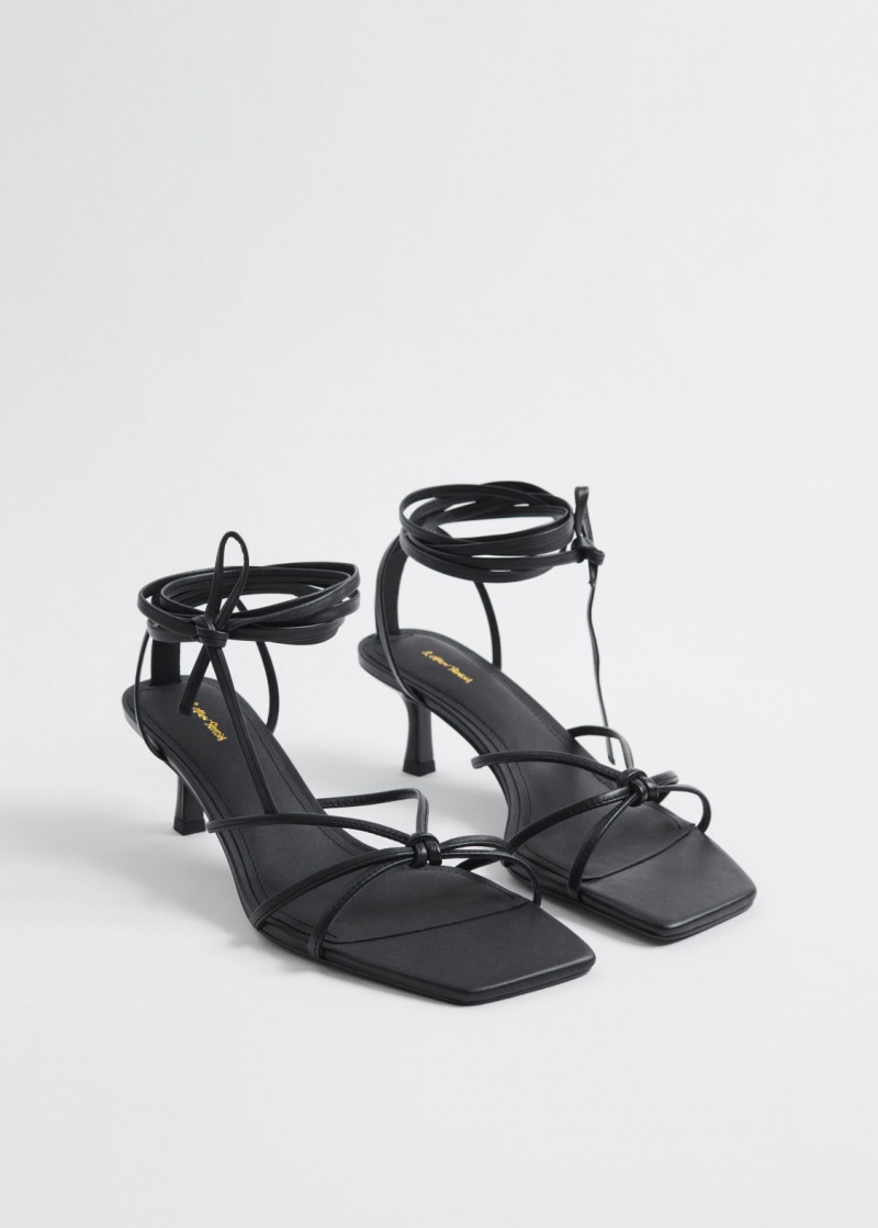 & Other Stories Cinturino Kitten Heel Pelle Sandals Nere | NOS-SN114459